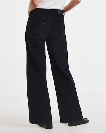 Navy Cord Pocket Front Crop Wide Leg Jeans
