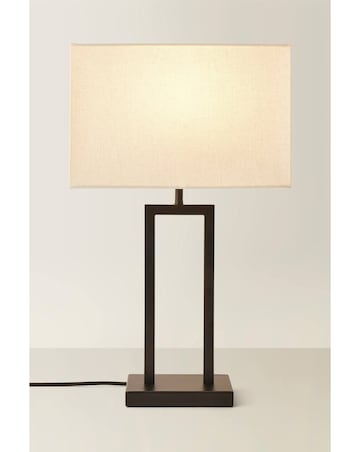 ValueLights Gloria Black Double Stem Table Lamp with Rectangular Shade