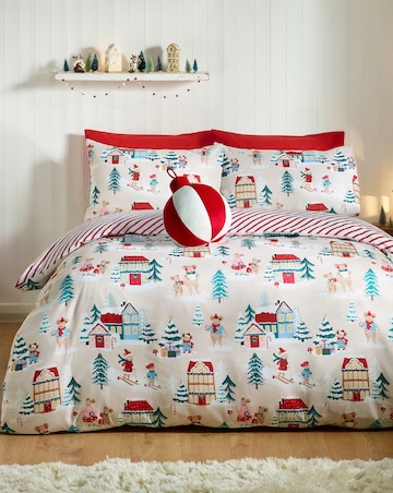 Catherine Lansfield Christmas Mouse Town Duvet Cover Set