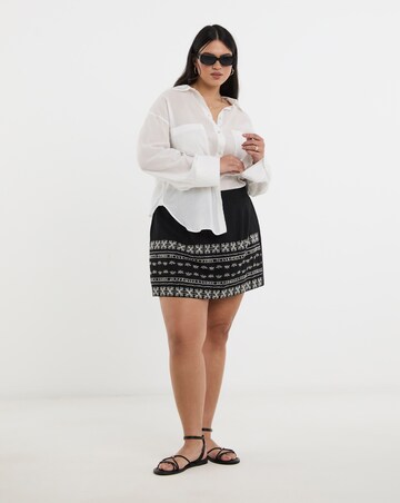 Black Embroidered Skort