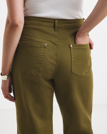 Olive Crossover Straight Leg Jeans