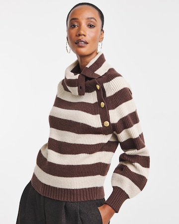 Asymetric Collar Stripe Jumper