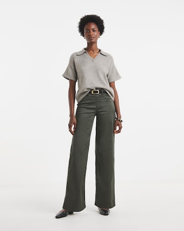 Khaki Wide Leg Jegging