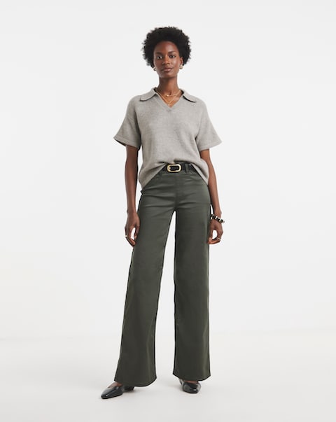 Khaki Wide Leg Jegging