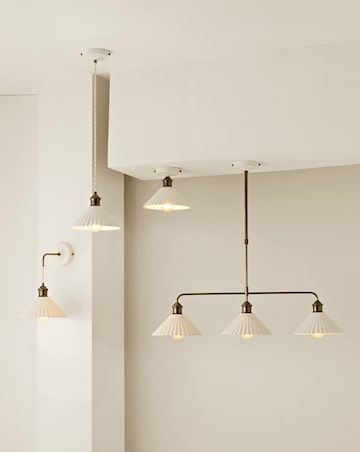 ValueLights Burford Ceramic Ribbed 3 Drop Diner Bar Ceiling Light