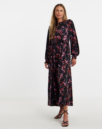Soft Touch Midi Shirred Cuff Midi Dress