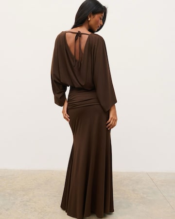 Pretty Lavish Riven Jersey Ruched Waist Maxi Dress