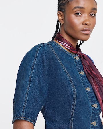 Simply Be Mid Wash Button Through Denim Blouse