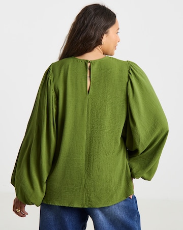 Simply Be Olive Exaggerated Sleeve Blouse