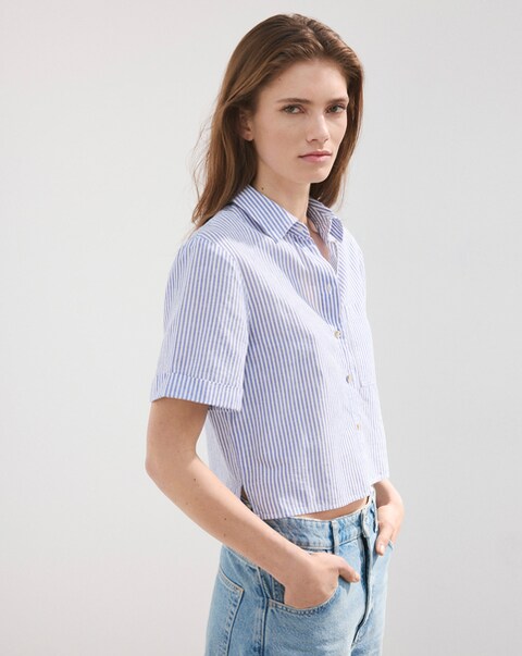 Mango Short Sleeve Striped Shirt