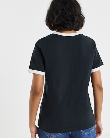 Black And White Short Sleeve Ringer T-Shirt