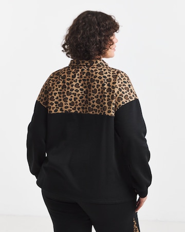 Simply Be Green Leopard Print Half Zip Sweatshirt