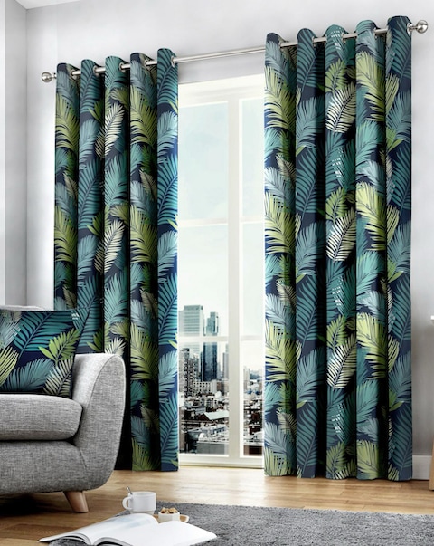 Tropical Eyelet Curtains in Multi