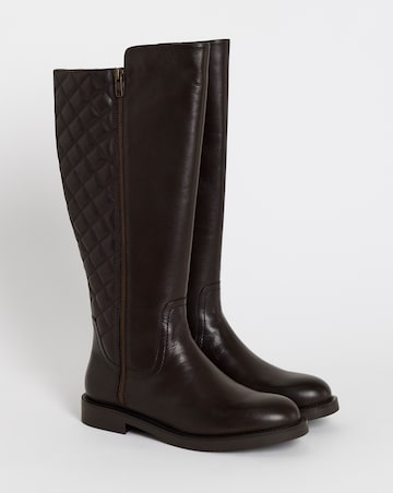 Michelle Leather Knee Riding Boots - Extra Wide Fit (EEE) & Super Curvy Calf