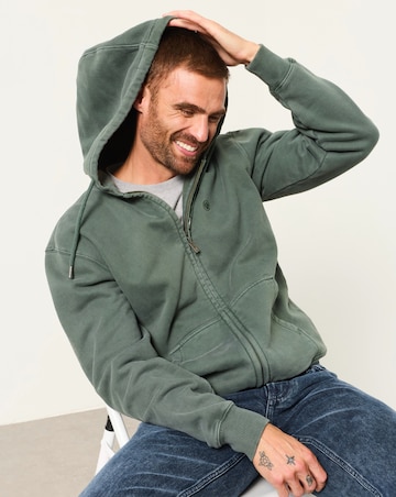 FatFace Hayle Zip Through Hoodie - Dark Green