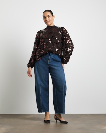 Joanna Hope High Neck Lace Sequin Blouse