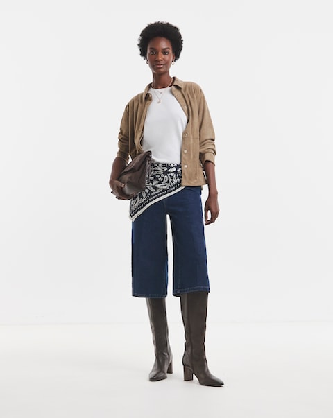 Dark Blue Authentic Denim Culotte Jean