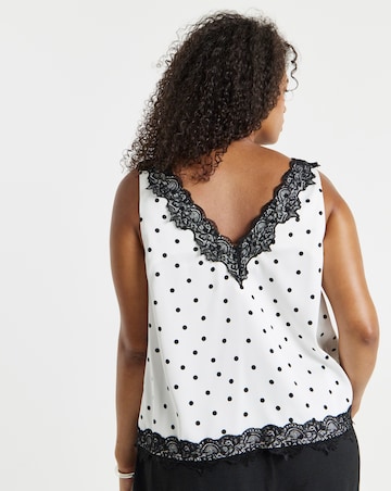 Simply Be Ivory Spot Lace Trim Cami