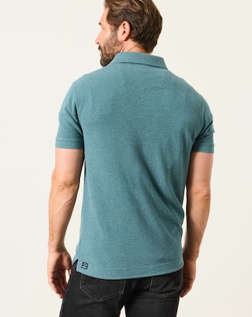 FatFace Short Sleeve Pique Polo - Dark Teal Blue