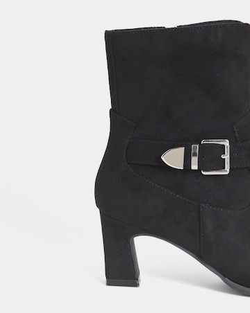Heather Buckle Detail Heeled Ankle Boots - Extra Wide Fit (EEE)