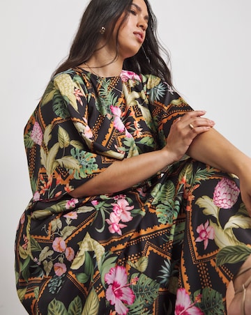 Joanna Hope Cape Sleeve Printed Tea Dress