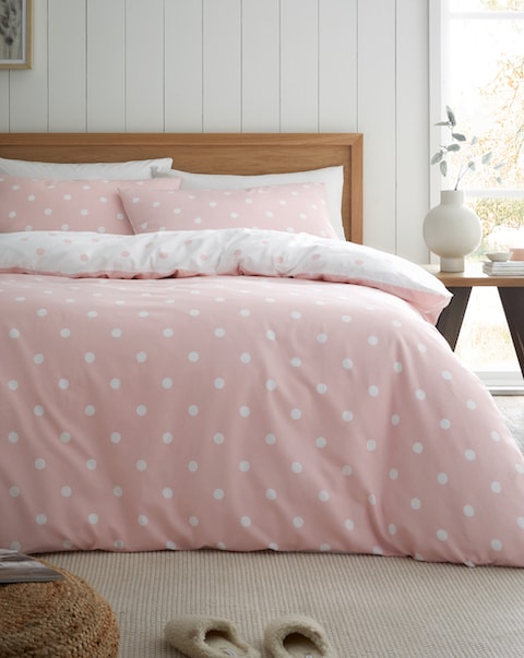 Catherine Lansfield Brushed Polka Dot Duvet Cover Set