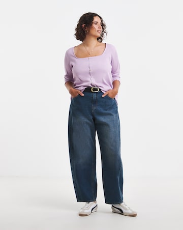 Simply Be Lilac Long Sleeve Button Through Ribbed Cardigan
