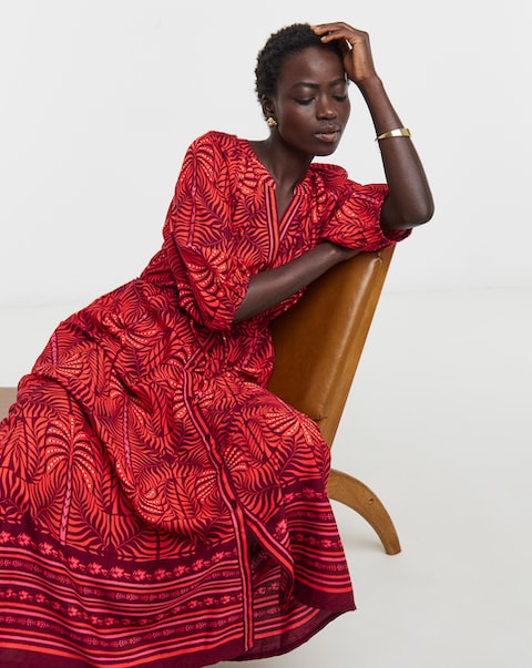 Border Print Maxi Dress