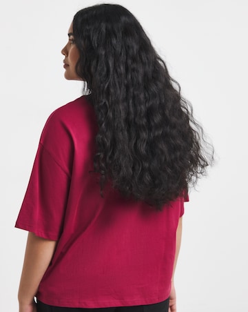 Simply Be Burgundy Autumn Embroidery T-Shirt