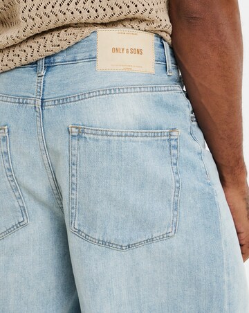 Only & Sons Carl Loose Denim Shorts - Blue
