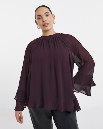 Simply Be Asymmetric Ruffle Blouse