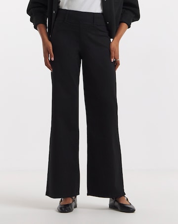 Black Stretch Wide Leg Pull On Jeggings