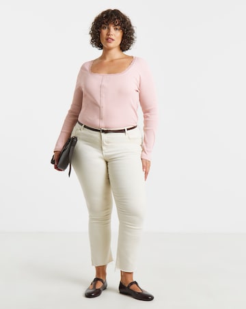 Simply Be Blush Square Neck Button Down Long Sleeve Top