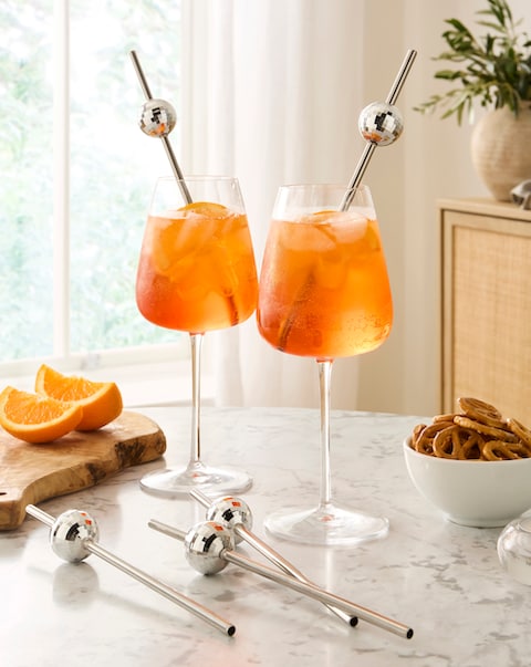 Pack of 5  Disco Ball Metal Straws