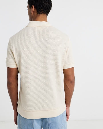 Lacoste Short Sleeve Open Neck Textured Polo - Natural