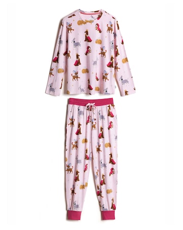 Chelsea Peers Classic Long Sleeve Crew Neck Dog Print Pyjama Set