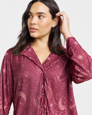 Figleaves Celestial Plisse Button Through Pyjama Set