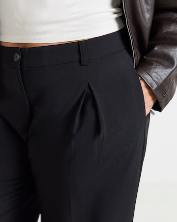 Black Elastic Back Pleated Wide Leg Trousers
