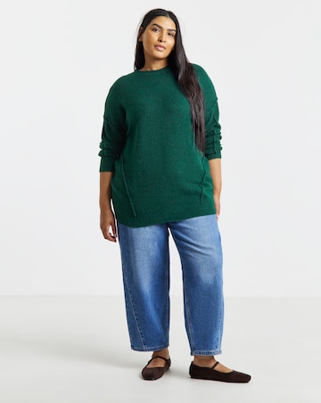 Crew Neck Exposed Seam Longline Jumper