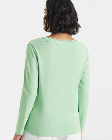 Simply Be Sage Green Cosy Lace V Neck Long Sleeve Top