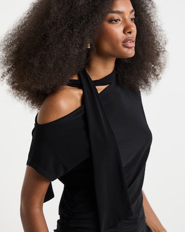 Simply Be Black Off The Shoulder Scarf Detail Top