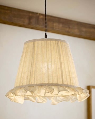 ValueLights Faye Linen Taper Shade with Ruffle Trim