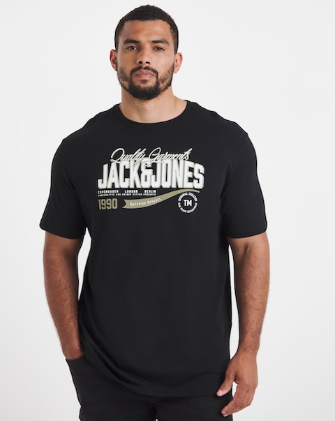 JACK & JONES Graphic Logo T-Shirt - Black
