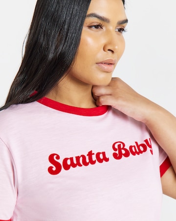 Simply Be Pink Santa Baby Ringer T-Shirt