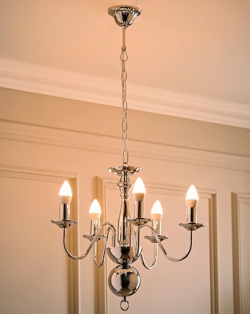 ValueLights Gothica Flemish Style 5 Way Ceiling Light Chrome