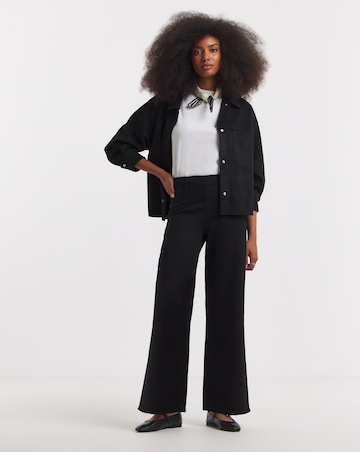 Black Stretch Wide Leg Pull On Jeggings