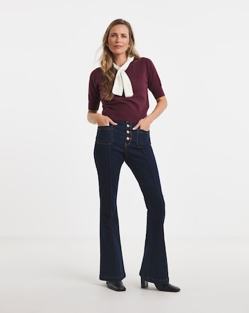 Seam Front Military Flare Jeans