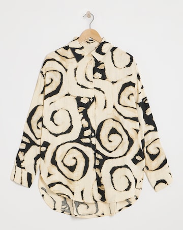 Simply Be Mono Print Linen Mix Shirt