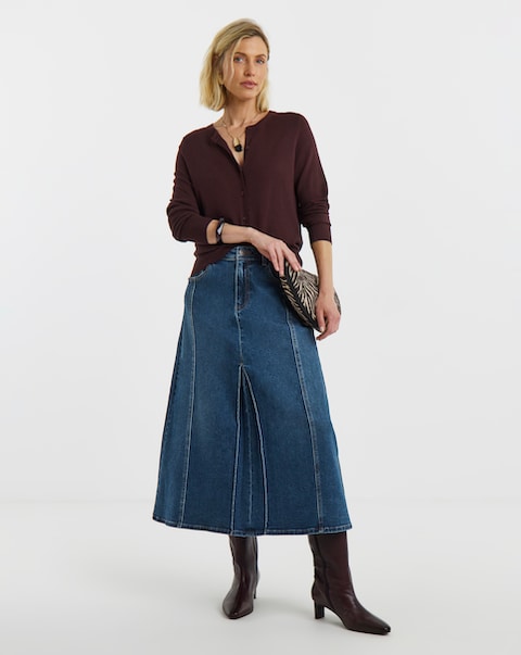Mid Blue A Line Denim Skirt