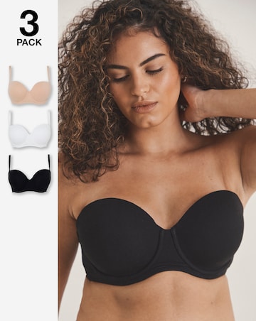 Pretty Secrets (3 Pack) Cotton Multiway Bras (B-F) Black/White/Blush
